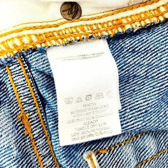 We The Free Breezy A Line Distressed Button Fly Denim Skirt Size 25 - Picture 8 of 9